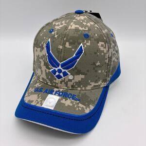 U.S. AIR FORCE USAF Digital Camo Blue Military Strapback Baseball Cap Hat USA